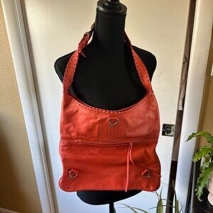 Carla Mancini Red Leather Hobo Shoulder Bag